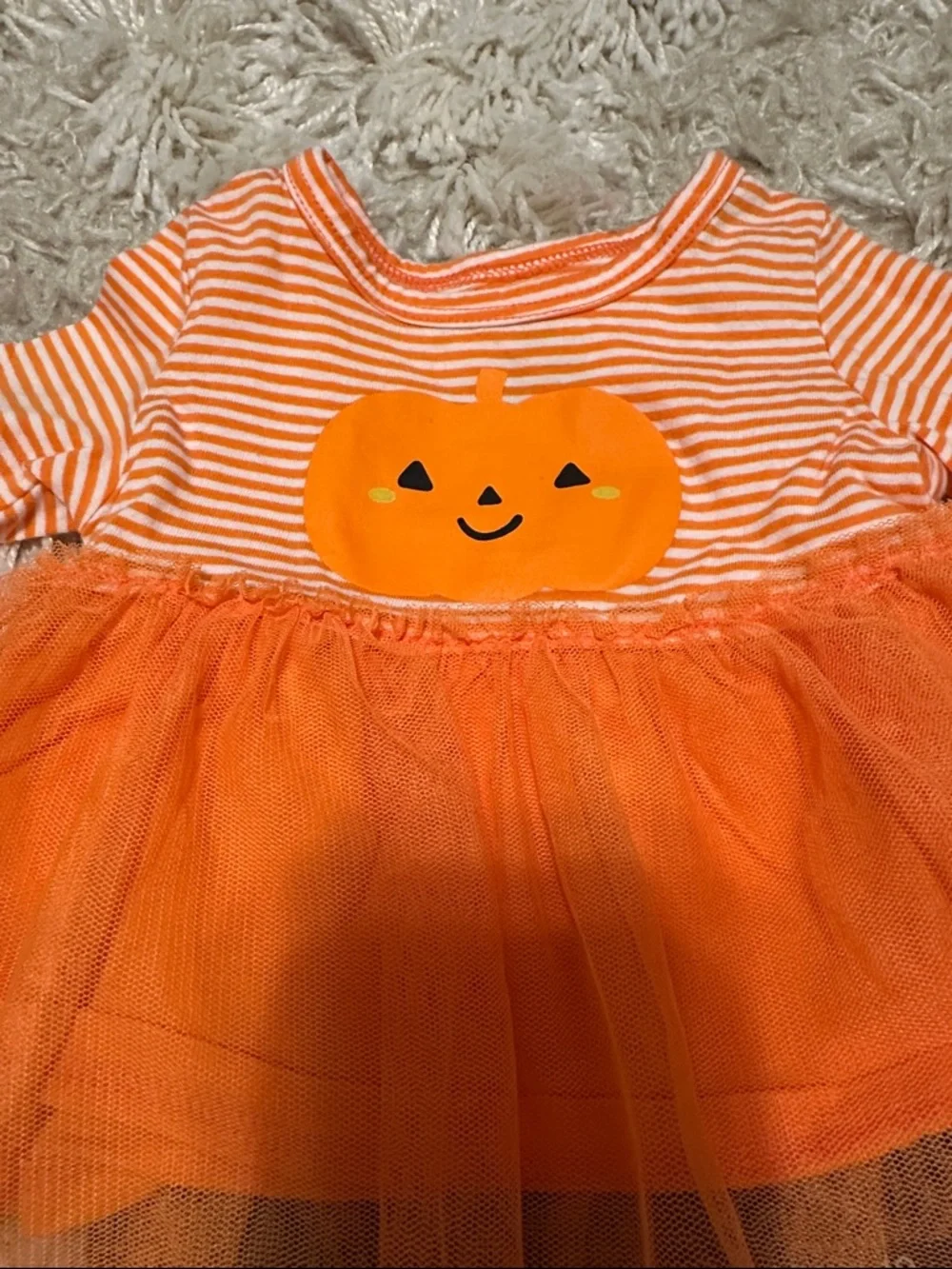 Carter's Orange Pumpkin Tutu Top and Black Halloween Leggings Set - Picture 3 of 4